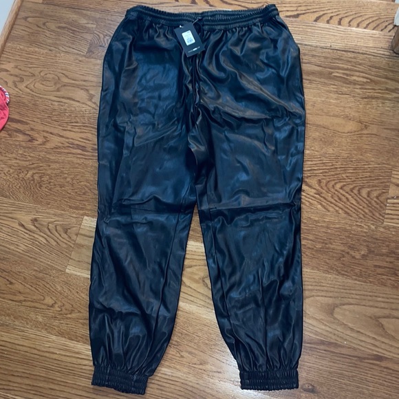 Fashion Nova Pants - Fashion Nova NWT size 2x faux leather joggers black